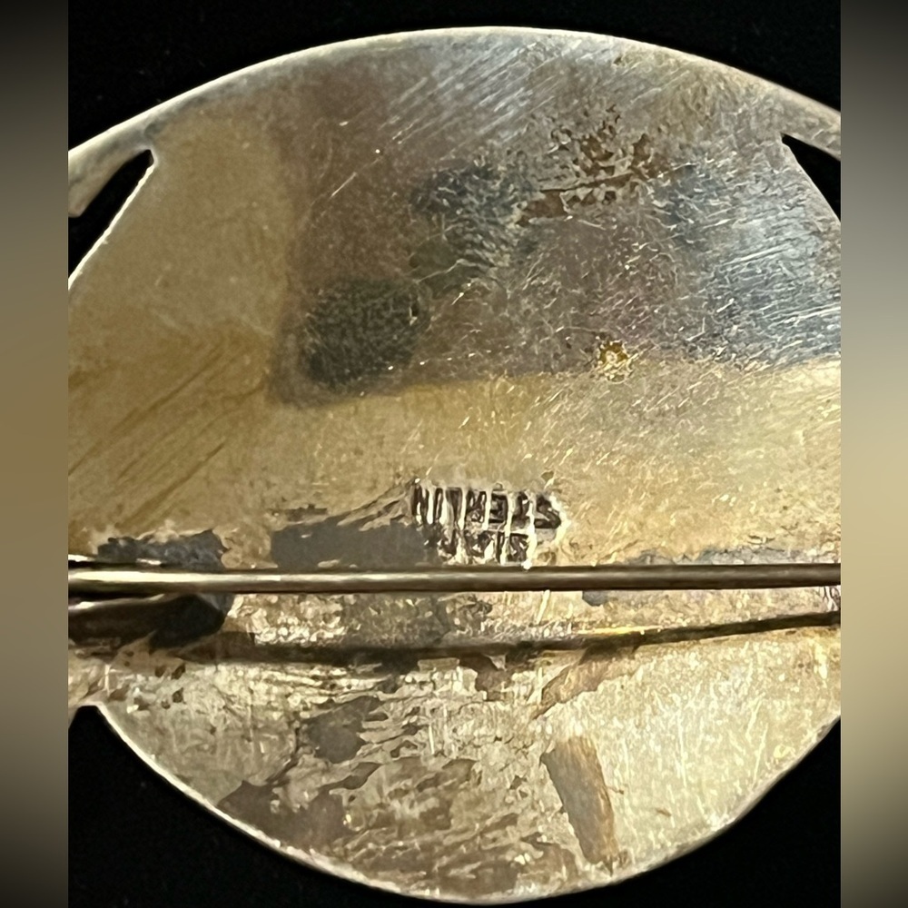 Vintage Siam Sterling Silver Brooch Blue Enamel - Picture 3 of 3